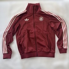 Adidas Bayern Munich Track Top Jacket Burgundy Embroidered Logo Mens picture