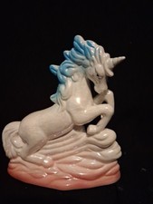 Vintage Standing Glazed Lusterware Unicorn Majestic Fantasy Figurine Ceramic picture