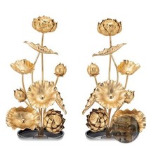 Takita Shoten Japanese Buddhist Alumi Gold Lotus Jouka Flower Arrangement 6 Pai picture