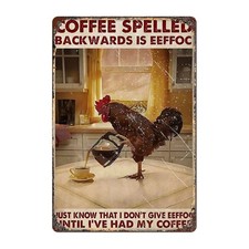 Funny COFFEE Spelled Backwards  Tin Metal Signs Home Décor 8x12  picture