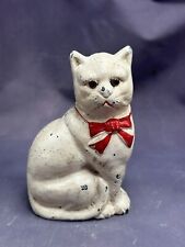 Vintage Cast Iron Cat Coin Bank Metal Shelf Sitter Paperweight picture