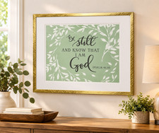 11x14 Be Still & Know That I Am God Psalm 46:10 Framed Christian Wall Art Gold picture