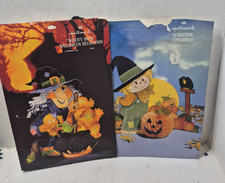 Lot x2 Vintage Hallmark Halloween Centerpiece Decorations Witch's Brew Scarecrow picture