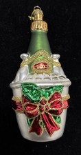 Vintage 2000 Champagne Bottle & Bucket Glass Christmas Ornament 5.5 inches  picture