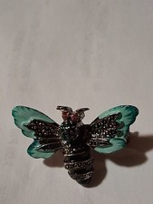 Darling Enamaled Bee Brooch Multicolor With Pink Glass Eyes picture