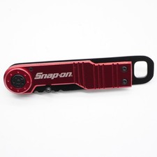 Snap-On 5230 Flat Blade Frame-Lock Red Aluminum Handle Folding Pocket Knife picture