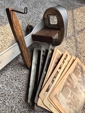 Antique Stereoscope Viewer w/ 10 Stereoview Cards 1890s-1900s Kilburn Victorian picture