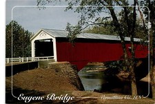 Eugene Bridge, Eugene, Indiana, 1873, Burr arch bridge, Vermillion Postcard picture