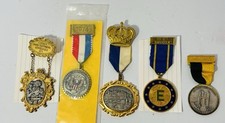 Vtge German Medal Lot 5 Pc Enamel Ribbon Awards Badges 1970s European Collection picture