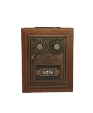 Antique USPS PO Post Office Box Door Hand Crafted Into Wooden Bank w/Combination picture