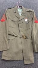 Vintage 1967 USMC Alpha Service Jacket 38R Belted Wool Vietnam Uniformed Named picture