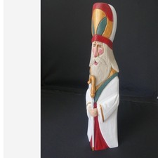 Vintage 1994 Hand Carved Wood Santa Claus Figurine Folk Art 9.75 inch St Nick picture