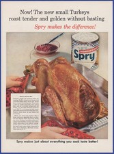 Vintage 1954 SPRY Shortening Turkey Baking Ephemera 1950's Print Ad picture
