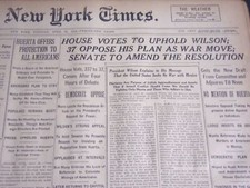 1914 APRIL 21 NEW YORK TIMES - HOUSE VOTES TO UPHOLD WILSON - NT 6650 picture