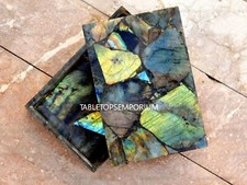 Labradorite Stone Top Jewelry Box Handmade Storage Box Wedding Occasional Decors picture