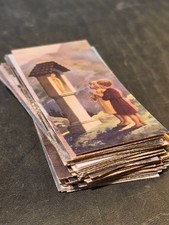 76 Vintage Italian Catholic Holy Cards AR Santini Religious Art Original Box picture