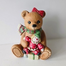 Homco Porcelain Christmas Teddy Bear #5251 Holiday Figure picture