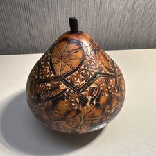 Vintage Hand Carved & Painted Gourd Peruvian picture