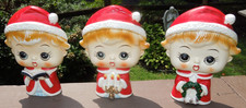 Vintage 1950's Lipper & Mann Japan Ceramic Big Head Christmas Caroler Figurines picture