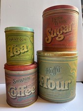 Vintage 1970s Ballonoff Nesting Canister Set | Retro Kitchen Storage Tins picture