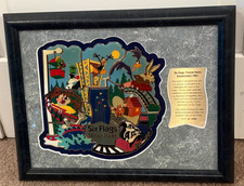 Six Flags Theme Park Looney Tunes Framed Collectible 8 Pin Set #0392 Limited Ed. picture