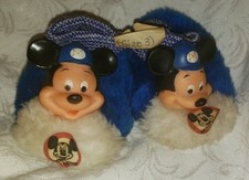 Mickey Mouse Club Baseball Vinyl Head Slippers Vintage 60s -70s Toddler Size 3 picture