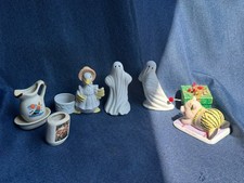 Vintage Figurines 7 Pc Lot Enesco 1986 Pig Tales Japan Ceramic Music Box Florida picture