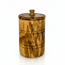 Olive Wood Spice Jar Salt Keeper w/Lid picture