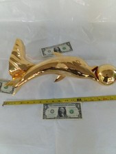24 Karat Gold Plated Dolphin Sculpture with Ball  picture