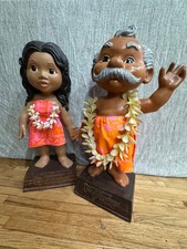 Vintage United Airlines The Menehune of Hawaii Statues Figures Display Pair 26” picture