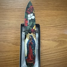 Mary virgin mother of Jesus Religion Spring Assisted Open Pocket Knife Metal picture