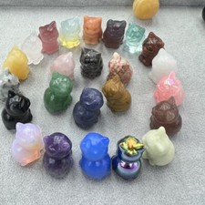 10pc Natural Mix material cat skull Carving Reiki Crystal Quartz Healing Decor picture