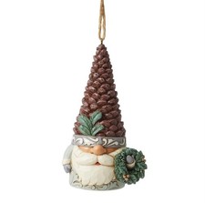 White Woodland Gnome With Pinecone Hat Ornament Enesco NEW picture