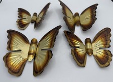 VTG MCM Home Interior 4 Pc Set  Butterflies Wall Decor Copper Retro Nostalgic picture