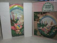 Cottontale Collection Wall Plaque Easter Bunny 3D Rabbit Rainbow Grass 1997 picture
