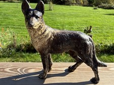 Antique HUBLEY GERMAN SHEPHERD Cold Painted Cast Iron Doorstop 9” Tall picture