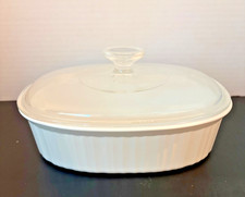 Vintage CORNINGWARE French White 1.8 Liter F-12-B Casserole Dish w. PYREX Lid picture