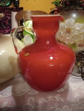 Mid-century Opalina Florentina Red Glass Picture Made In Italy Foil Sticker picture