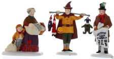 DEPT 56 HERITAGE VILLAGE COLLECTION PORTOBELLO ROAD PEDDLERS  SET OF 3 - RETIRED picture