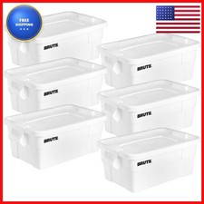 Rubbermaid BRUTE Tote Storage Bin with Lid 14-Gallon White Pack of 6 picture