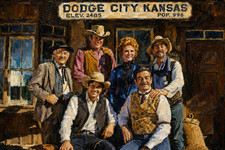 Cast of Classic Cowboy Western TV Show Gunsmoke Oil Painting Poster Print 24x36 picture
