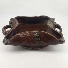 Vintage Signed Art Hand Thrown Pottery Reiko Studio unique bowl dish picture