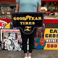 Vintage Style Metal Sign Goodyear Tires NOT Porcelain 22 x 16 Made USA picture