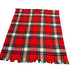 VTG Troy Robe wool red plaid Fringe Throw  Blanket Stadium Cover 54x52in picture