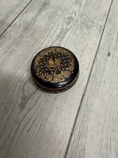 Limoges Castel Porcelain Trinket Container Cobalt and 22k Gold Made In France picture
