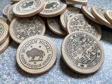 29 Vtg Wooden Buffalo Nickel Saint Mary’s Ohio Sesquicentennial 1823 - 1973 picture