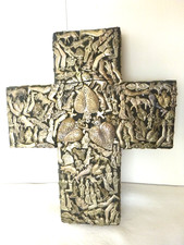 Handmade Wooden Milagro Cross Rustic Mexican Folk Art Religious Wall Decor 11x9