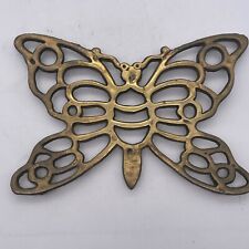 Vintage Price Solid Brass Butterfly Trivet Hot Plate Holder 8” X 6” With Feet L picture