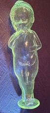 Vintage Clear Glass Kewpie Doll Bottle With Stopper About 5”  - Glows picture