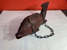 Vintage Japanese Wooden Carp Koi Jizai Kagi Hanging Hook Wall Hanger $170 picture